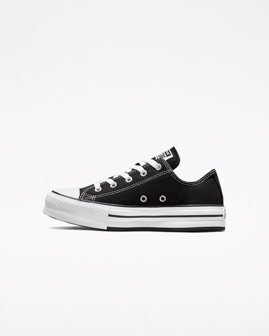 Zapatos Plataforma Converse Chuck Taylor All Star Lift Bajas Niña Negras Blancas Negras | PE P84E02